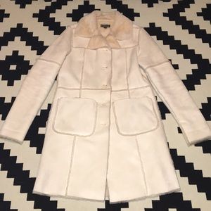 bebe Vintage Faux Shearling Off White Coat